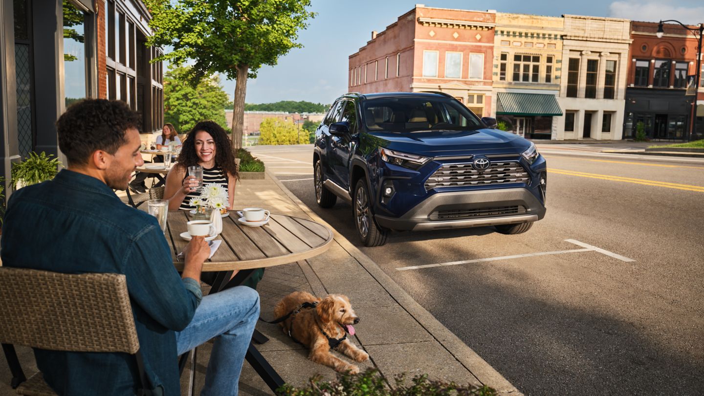 2025 Toyota RAV4 2025 Toyota RAV4 Limited parked next to couple on sidewalk