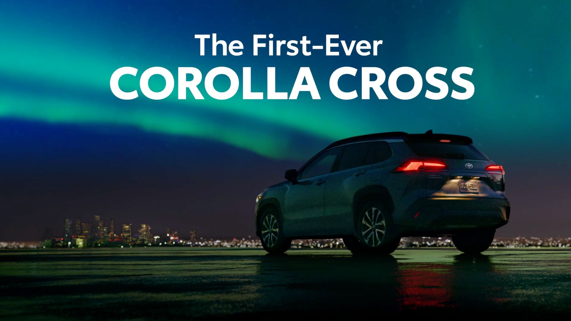 Ending of a campaign spot with text super "The First-Ever Corolla Cross.”