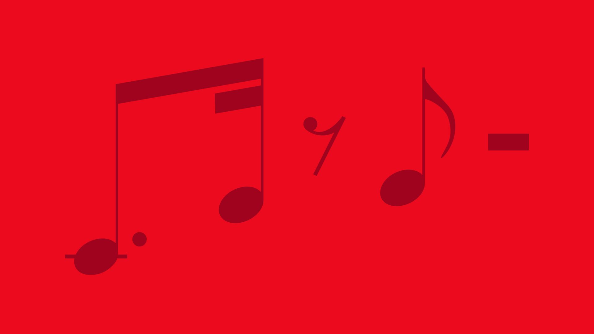 Music notes of the Sonic Signature on red background.