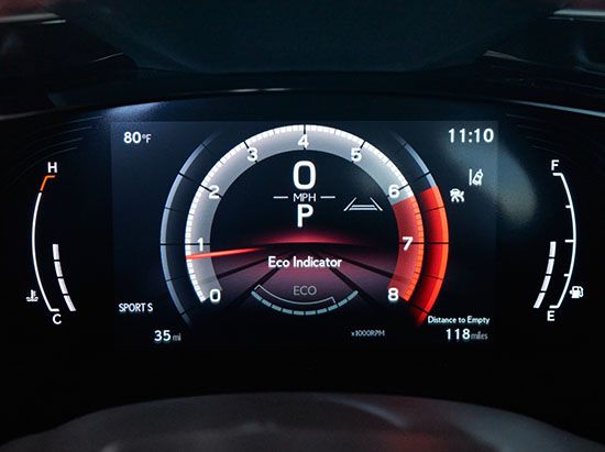 Interior of the Lexus NX F SPORT Handling showing the performance-inspired instrumentation.