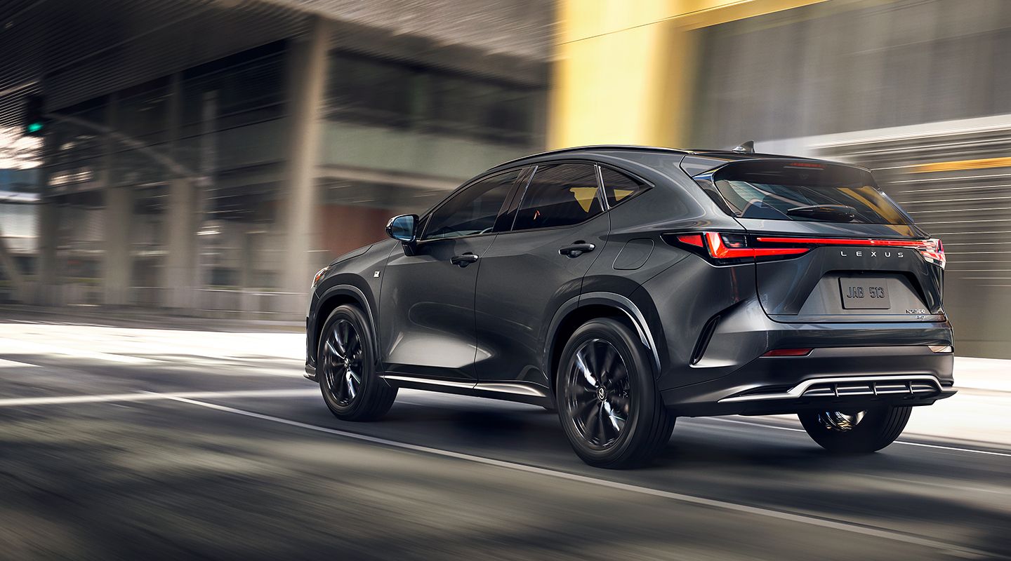 Exterior of the Lexus NX Plug-in Hybrid Electric Vehicle shown in Cloudburst Gray.