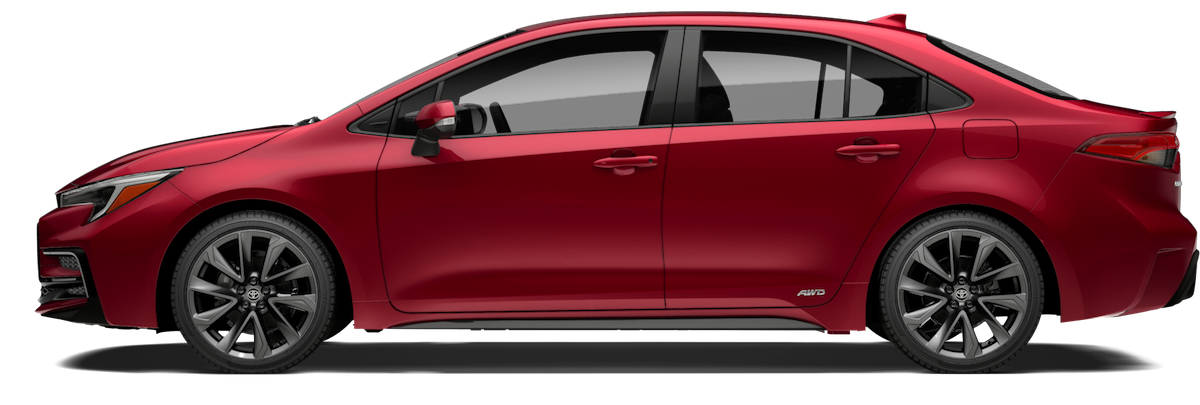 2023 Corolla Hybrid SE shown in Ruby Flare Pearl