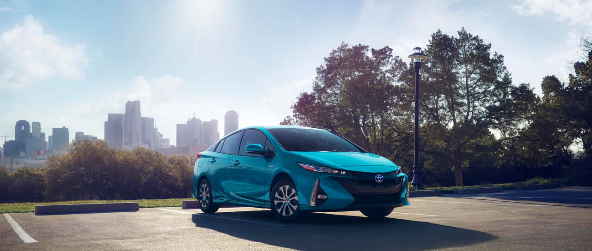 A 2022 Toyota Prius Prime in a parking lot. 