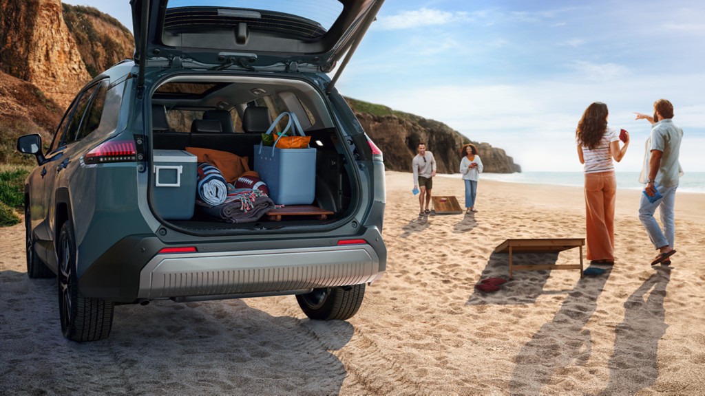 RAV4 SUV trunk full of camping gear