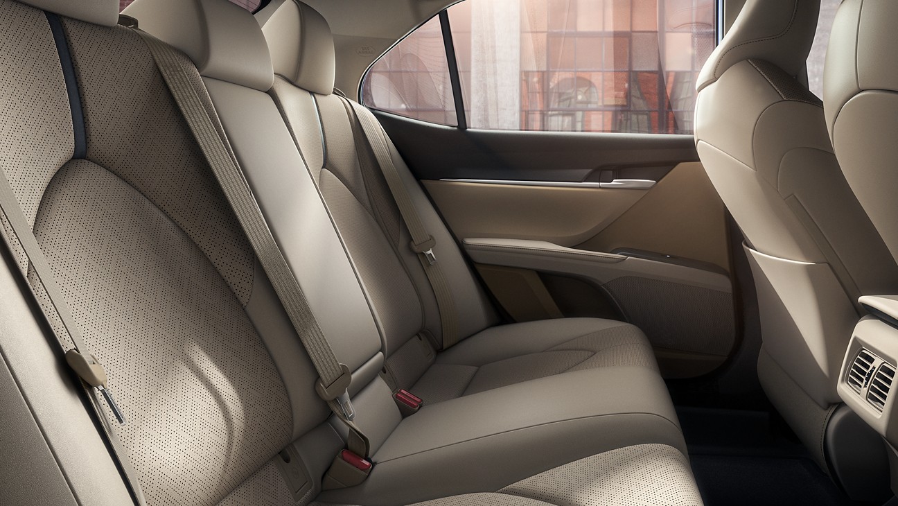 the interior backseat of a sedan