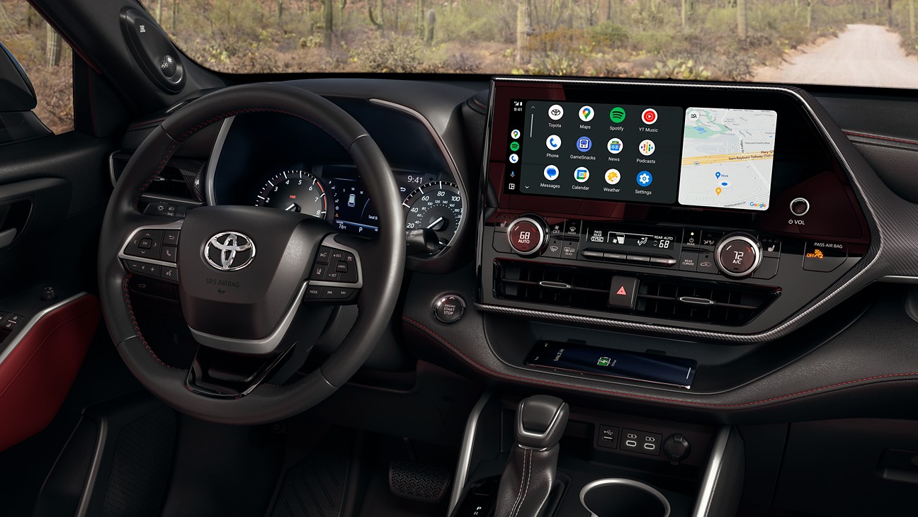 the front infotainment display of a vehicle showing navigation