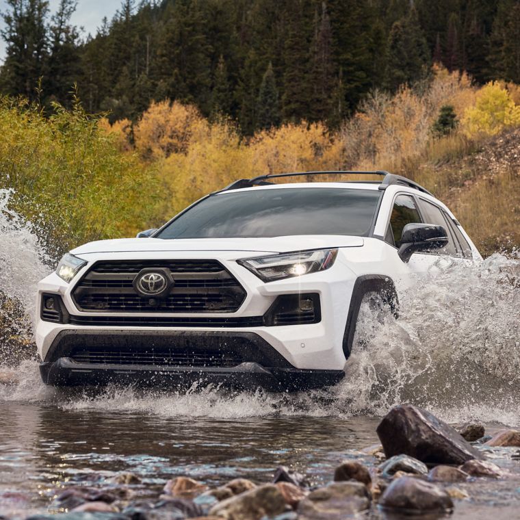 a rav4 driving through water