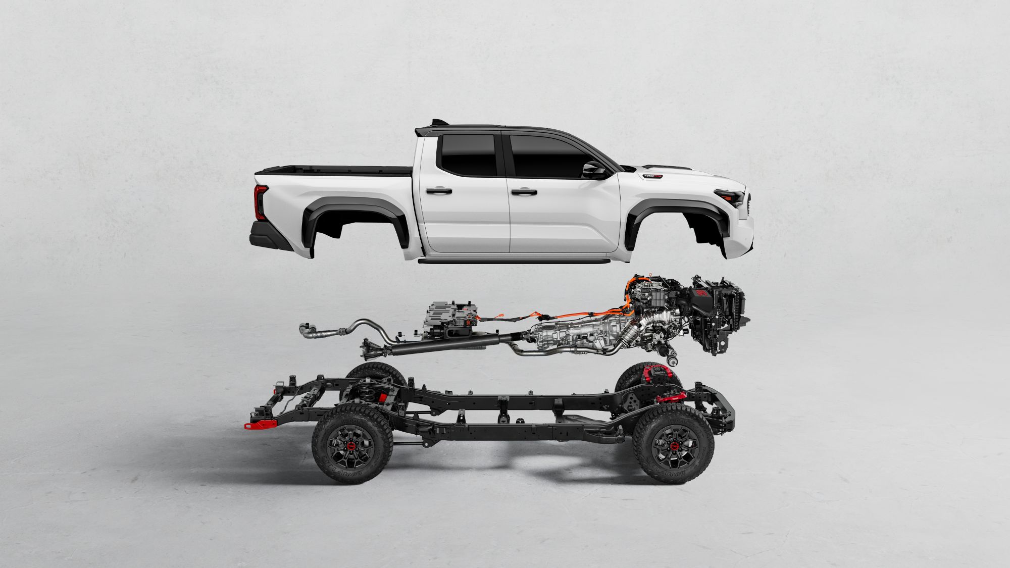 2024 Toyota Tacoma TRD Pro disection from Body, frame, axels and engine/drivetrain