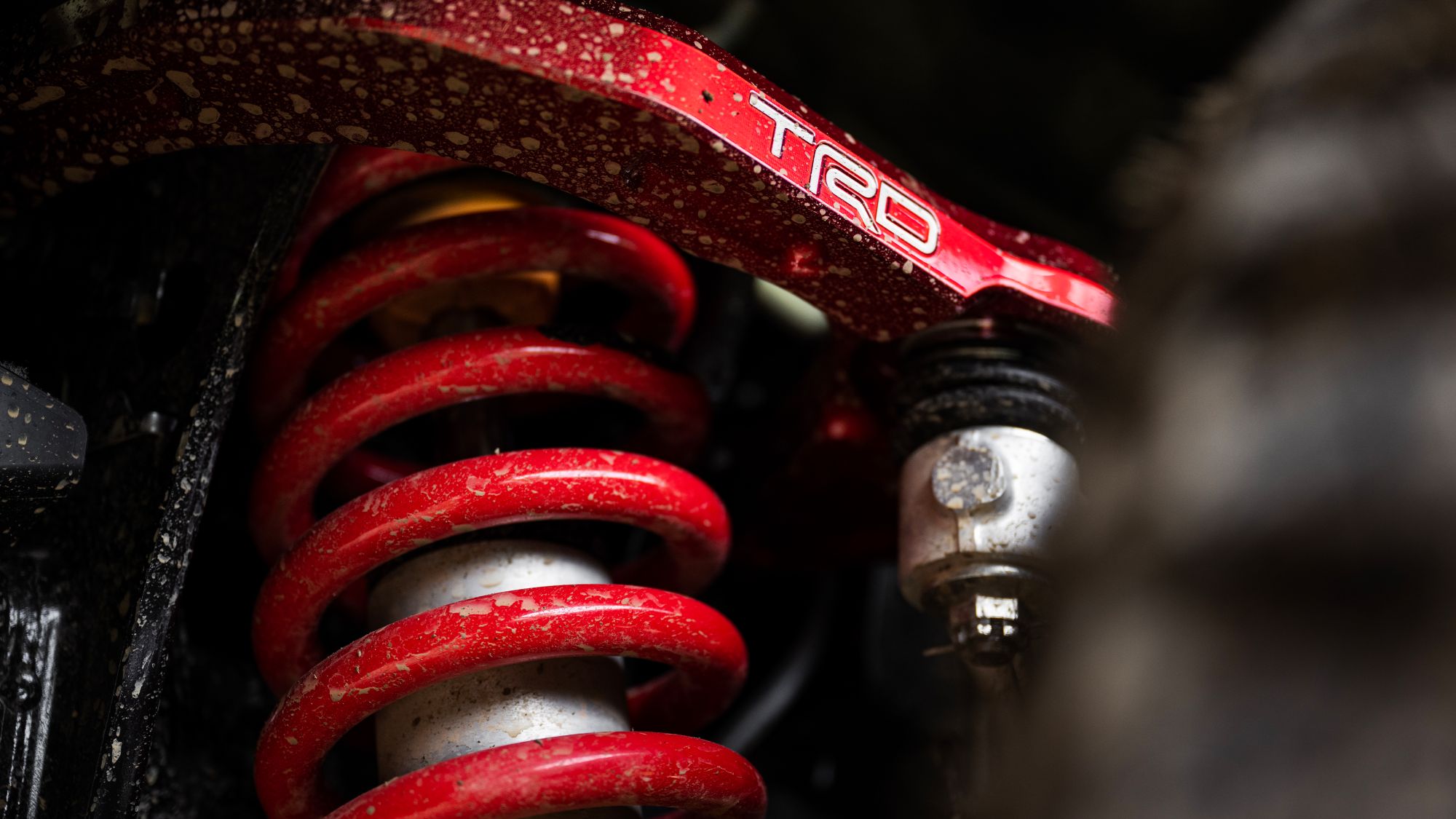 2024 Toyota Tacoma Red TRD control arm and offroad suspension coilovers