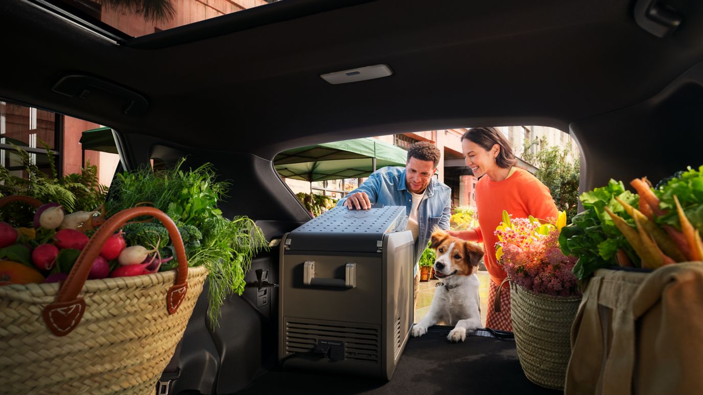 2026 bZ crossover folded down back seat cargo space