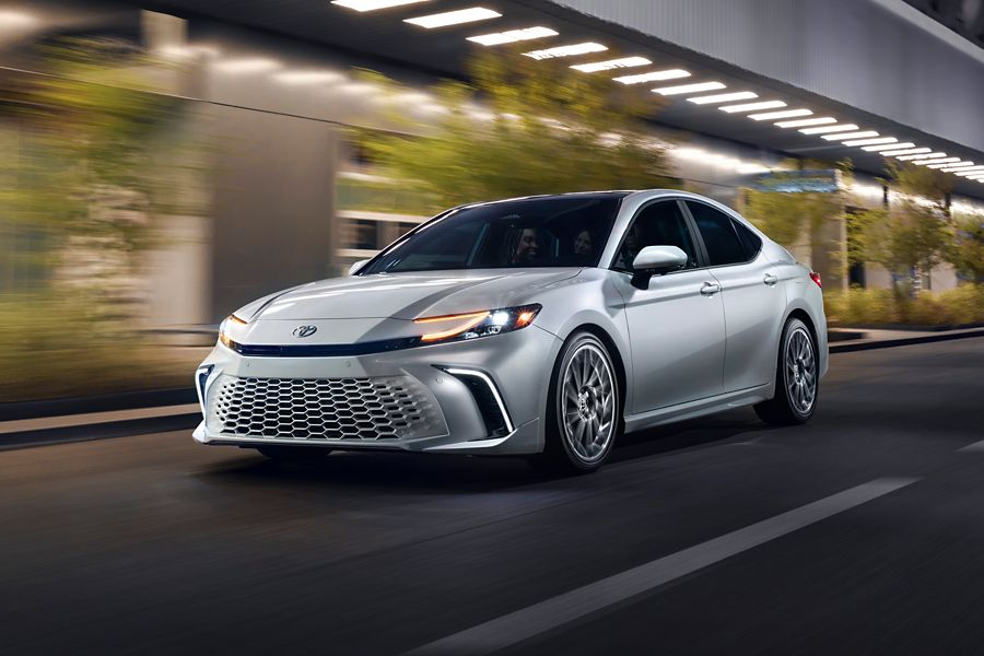 Silver Toyota Camry on the road