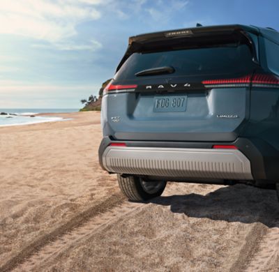 Official Toyota image of the 2026 RAV4 Hybrid Limited from the rear three-quarter angle