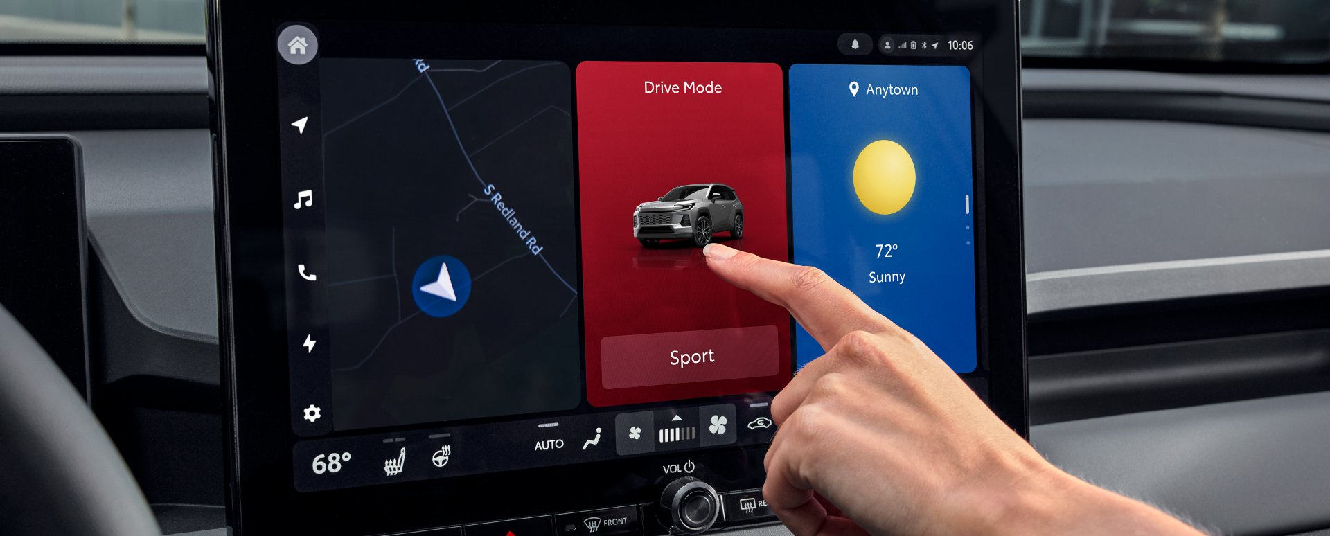 Touchscreen in the 2026 RAV4 Plug-in Hybrid showing the Drive Mode screen