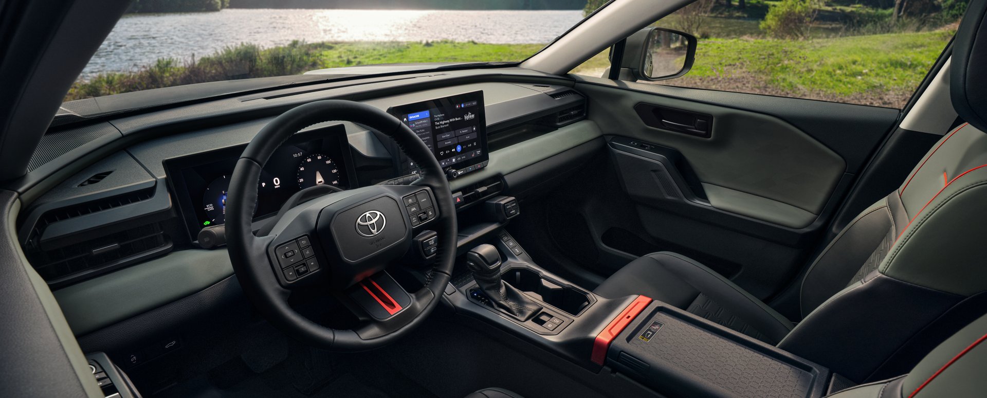 Dashboard and steering wheel of the 2026 Toyota RAV4 Plug-in Hybrid