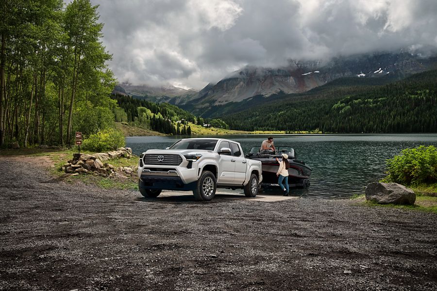 Toyota Tacoma at a mountain lake