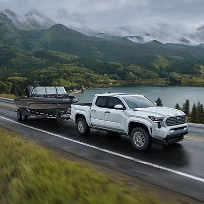 Toyota Tacoma towing a boat