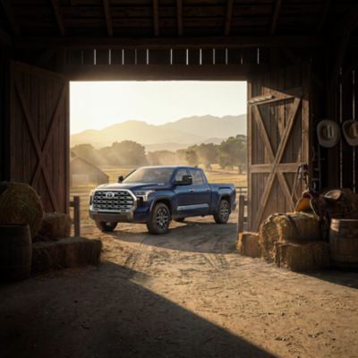 Toyota Tundra parked in a barn