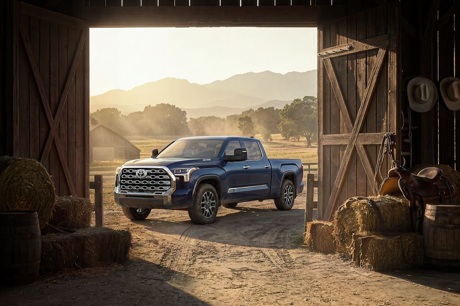 Toyota Tundra parked in a barn